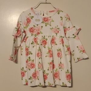 Mud Pie Pink Floral Ruffle Babydoll Dress